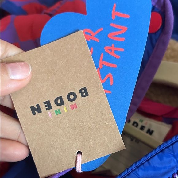 Mini Boden Cosy Longline Coat Purple Heart Print - Picture 6 of 7